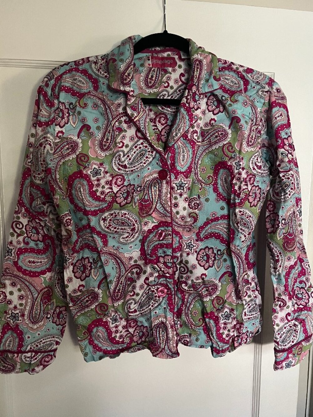 Pj Salvage Pajama Set Womens M Paisley Floral Button Two Piece Sleepwear Boho